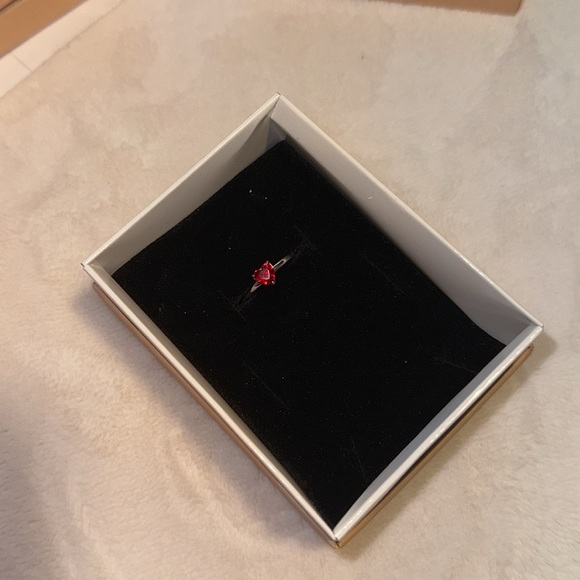 14k white gold ruby solitaire ring- heart cut natural ruby ring. 
Ring size 4 US - Picture 2 of 4